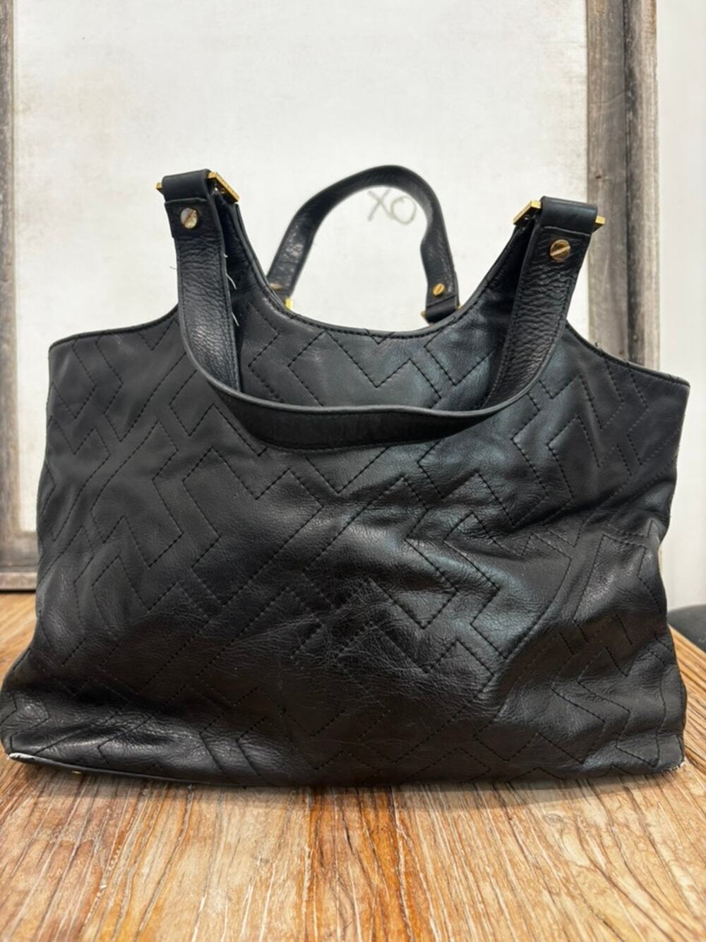 Tory Burch Bombé T-stitch tote bag Black Gold